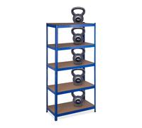 relaxdays Scaffale in Metallo, capacità 1325 kg, 180x90x45 cm, 5 Ripiani, Casa, Dispensa, Garage & Officina, Acciaio,Blu