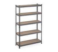 Relaxdays Scaffale in Metallo, 1800kg Capacità Carico, 153x91x30,6 cm, Scaffalatura ad Alta Portata, 5 Ripiani, Grigio