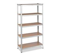 Relaxdays Scaffale in Metallo, 875kg di Capacità di Carico, 180x90x40 cm, Scaffalatura Alta Portata, 5 Ripiani, Argento