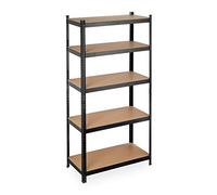 Relaxdays Scaffale in Metallo, Capacità fino a 875 kg, 180x90x45 cm ca., Scaffalatura ad Alta Portata da 5 Ripiani, Nero