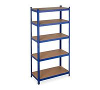 Relaxdays Scaffale in Metallo, Capacità fino a 875 kg, 180x90x45 cm ca., Scaffalatura ad Alta Portata da 5 Ripiani, Blu