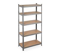 Relaxdays Scaffale in Metallo, Capacità fino a 875 kg, 180x90x45 cm, Scaffalatura ad Alta Portata da 5 Ripiani, Grigio