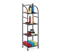 Relaxdays Scaffale in Metallo, HxLxP: 115 x 33 x 28 cm, Mobiletto Cucina e Bagno, 4 Ripiani, Mensole Multiuso, Nero