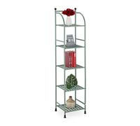 Relaxdays Scaffale in Metallo, HxLxP: 145 x 33 x 28 cm, Mobiletto Cucina e Bagno, 5 Ripiani, Mensole Multiuso, Verde