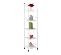 Relaxdays Scaffale in Metallo, HxLxP: 145 x 33 x 28 cm, Mobiletto Cucina e Bagno, 5 Ripiani, Mensole Multiuso, Bianco