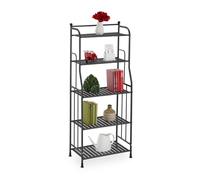 Relaxdays Scaffale in Metallo, HxLxP: 133 x 56 x 28 cm, Mobiletto Cucina e Bagno, 5 Ripiani, Mensole Multiuso, Nero, Acciaio