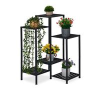 Relaxdays Scaffale Portapiante a 6 Ripiani, Supporto per Vasi Fiori, Scala per Piante HLP: 81x55x55 cm, Metallo, Nero, Ferro, Acciaio
