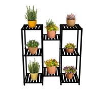 Relaxdays Scaffale Portapiante a 8 Ripiani, Supporto per Vasi Fiori, Scala per Piante HLP: 81x80x28,5 cm, Metallo, Nero