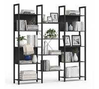 Relaxdays Libreria Industrial, 14 Ripiani, Legno e Metallo, scaffale per Soggiorno, Ufficio, HBT 166x158x24 cm, Nero
