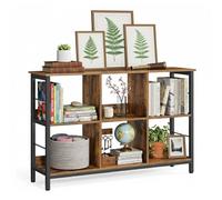 Scaffale Relaxdays Industrial, 6 Ripiani, Effetto Legno, libreria Vintage, H: 80x120x33 cm, Mobile, Nero/Marrone Scuro