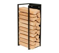 Relaxdays Kaminholzregal Scaffale per Legna, Montaggio a Parete, Altezza 75 x 25 x 25 cm, Legno da ardere, Verniciato a Polvere, Ferro, Nero, 75x25x25 cm