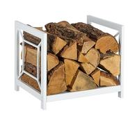 Relaxdays Scaffale Legna da ardere, Metallo, Moderno, HLP: 36x43x35,5 cm, per Legna, impilabile, Bianco