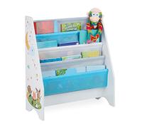 Relaxdays Scaffale Libreria Bambini, 4 Scomparti,Immagini di un Falò, per Bimbi, Dimensioni HLP: 71x62x29 cm, Colorato