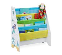 Relaxdays Scaffale Libreria Bambini, 4 Scomparti,Immagini di una Sirena, Bimbi, Dimensioni HLP: 71x62x29 cm, Colorato