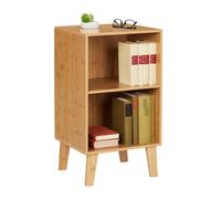 Relaxdays Scaffale Libreria, Mobiletto da Terra a Giorno con 2 Scomparti, Ripiano Regolabile, 70 x 40 x 35 cm, Marrone, Fibra di Legno