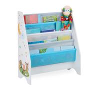 Relaxdays Scaffale Libreria Bambini, 4 Scomparti,Immagini di un Falò, per Bimbi, Dimensioni HLP: 71x62x29 cm, Colorato