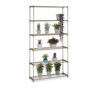 Relaxdays Scaffale Porta Piante a 6 Ripiani Portapiante in Vaso, Fiori, Mobile Metallo e Plastica, 174x91x28 cm, Marrone, Acciaio
