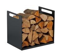 Relaxdays Scaffale per Legna da ardere, Metallo, Moderno, HLP: 35x40x30 cm, Supporto per Legna, Legna secca, Nero