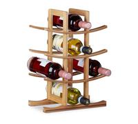 Relaxdays Portabottiglie in Bambù, per 12 Bottiglie, 4 Livelli, Orizzontale, da Terra, HLP: 42,5x30x16cm, Legno Naturale