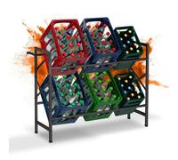 Relaxdays Scaffale Porta Casse Acqua, 80x104x32 cm, Scaffalatura per 6 Cassette di Bevande, max. 300 kg, Acciaio, Nero