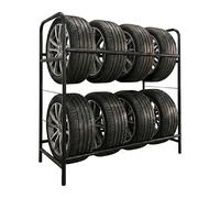 Relaxdays scaffale per 8 pneumatici, HLP: 106 x 106 x 46 cm, 200 kg, nero | acciaio, 2 ripiani