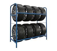 Relaxdays scaffale per 8 pneumatici, HxLxP: 106 x 106 x 43 cm, 200 kg, blu
