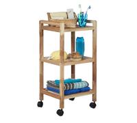 Relaxdays Scaffale per bagno con ruote in legno