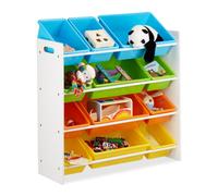 Relaxdays 10022747_60 Scaffale per Bambini con Box Porta-Giochi, Contenitori Colorati per Giocattoli, MDF+Plastica, 88x86x31 cm