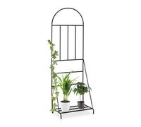 Relaxdays Scaffale per Fiori con Graticolato, da Giardino Balcone Terrazza in Acciaio Portapiante HLP 200x70x40 cm, Nero