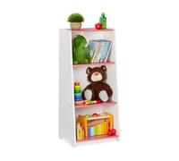 Relaxdays Scaffale per la Cameretta dei Bambini, Libreria per Libri e Giocattoli, HxLxP: 88x40x30 cm, MDF, Bianco Rosa, Fibra di Legno