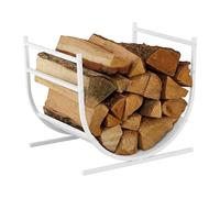 Relaxdays Scaffale per Legna da ardere a U, Metallo, HLP: 40x46x38 cm, scaffale per Legna, Legna da accatastare, Bianco