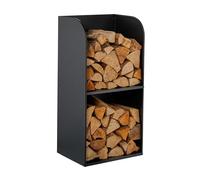 Relaxdays Scaffale ardere, HLP 80x40x30 cm, 2 Scomparti, Porta Legna, Ferro, Nero, 80 x 40 x 30 cm