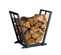 Relaxdays Scaffale per Legna da ardere, Metallo, HLP: 55,5 x 62 x 35 cm, Supporto Legna per Camino, Legna, Nero