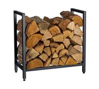 Relaxdays Scaffale per legna, metallo, HLP: 62,5 x 65 x 30,5 cm, portalegna, legna da stufa, legna da ardere, nero