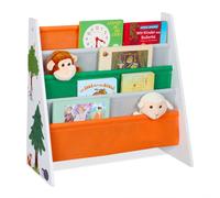 Relaxdays Scaffale per Bambini, Mobile Libreria con 4 Scomparti Porta Giochi e Libri, HLP: 60 x 62,5 x 28 cm, Colorato, Ferro