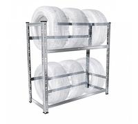 Relaxdays scaffale per Pneumatici, Sistema a Incastro, Acciaio Argento, 100x85x35 cm, 150 kg/ripiano