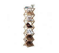 Relaxdays Scaffale per scarpe, 7 ripiani, pieghevole per corridoio e camera da letto, HLP 125x28x28 cm, bambù, naturale