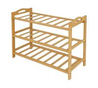 Relaxdays Scaffale per Scarpe, HxLxP: 48 x 70 x 25 cm, bambù, 3 Ripiani, per 9 Paia di Scarpe, scarapiere, Naturale