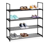 Relaxdays Scaffale per scarpe, varie misure, ripiani metallo, connettori plastica, scaffale stretto, nero
