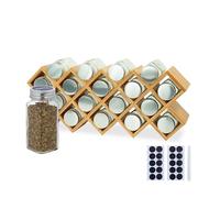 Relaxdays Scaffale per spezie bambù, HLP: 18 x 43 x 9,5 cm, barattoli, Etichette, Pennarello, Cucina, Naturale, Vetro, Acciaio Inox, 18 x 43 x 9.5 cm