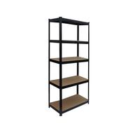 Relaxdays Scaffale Pesante Nero/Marrone, 5 Ripiani, a Incastro, 150x75x30 cm, 875 kg