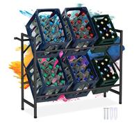 Relaxdays Scaffale Porta Casse Acqua, 80x104x32 cm, Scaffalatura per 6 Cassette di Bevande, Max. 300 kg, Acciaio, Nero