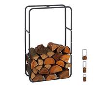 Relaxdays Scaffale, Porta-Legna per Camino, Stufa, Interni ed Esterni, Antracite, HxL 100 x 60