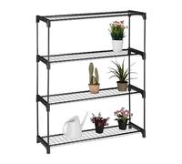 Relaxdays Scaffale Porta Piante, 4 Ripiani Portapiante in Vaso, Fiori e Erbe, Acciaio e Plastica, HLP 106x91x28 cm, Nero, 106 x 91 x 28 cm