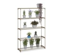 Relaxdays Scaffale Porta Piante a 5 Ripiani Portapiante in Vaso, Fiori, Mobile Metallo e Plastica, 140x91x28 cm, Marrone