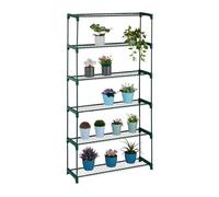 Relaxdays Scaffale Porta Piante a 6 Ripiani, Portapiante in Vaso, Fiori e Erbe, Mobile in Acciaio, 173x91x28,5 cm, Verde, Fibra di Legno, 173 x 91 x 28.5 cm