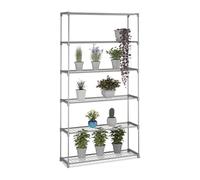 Relaxdays Scaffale Porta Piante a 6 Ripiani Portapiante in Vaso, Fiori, Mobile Metallo e Plastica, 174x91x28 cm, Grigio, Acciaio