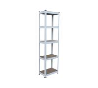 Relaxdays scaffale portacarichi 180x50x30 cm, 875kg, 5 Ripiani, Cantina/Garage, Bianco/Marrone