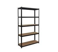 Relaxdays Scaffale portacarichi con 5 Ripiani, 875 kg, Montaggio a Incastro, Nero/Marrone, 50x120x200 cm