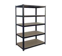 Relaxdays Scaffale portacarichi 875 kg, 5 Ripiani, Montaggio a Incastro, Nero/Marrone, 50x100x200 cm
